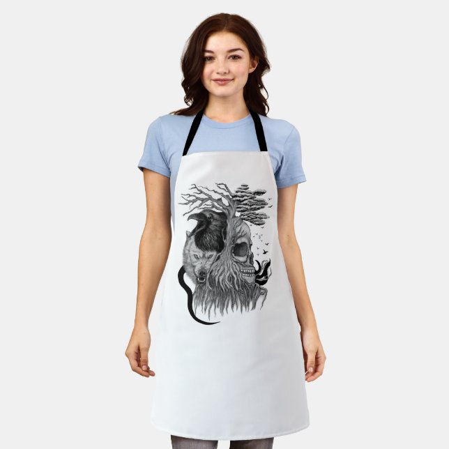 Wolf and Raven with Skull Apron (Worn)