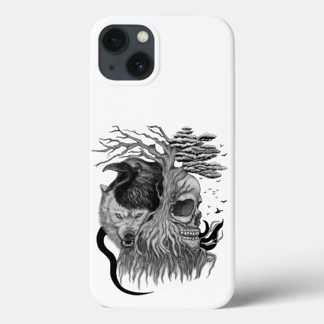 Wolf and Raven with Skull Case-Mate iPhone Case (Back)