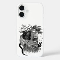 Wolf and Raven with Skull