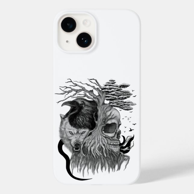 Wolf and Raven with Skull Case-Mate iPhone Case (Back)