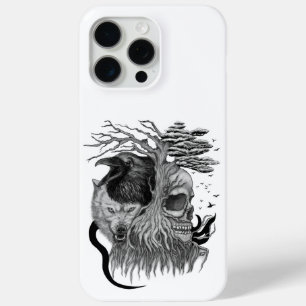 Wolf and Raven with Skull iPhone 15 Pro Max Case