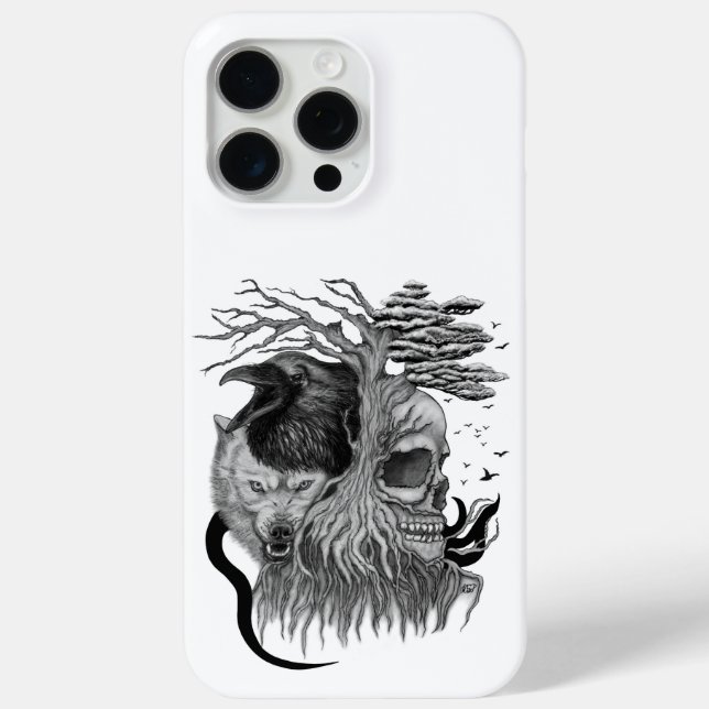 Wolf and Raven with Skull Case-Mate iPhone Case (Back)