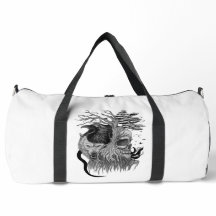 Wolf and Raven with Skull