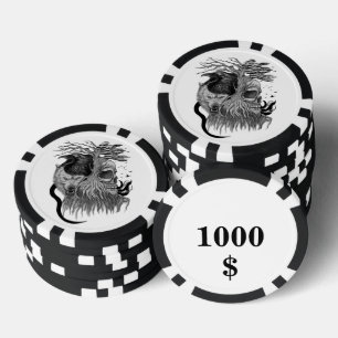 Wolf and Raven with Skull Poker Chips