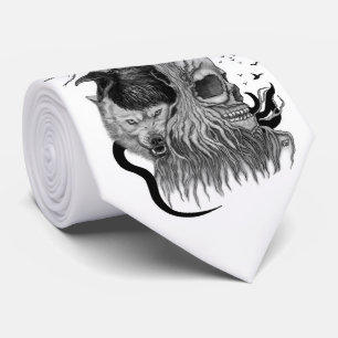 Wolf and Raven with Skull Tie
