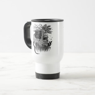 Wolf and Raven with Skull Travel Mug