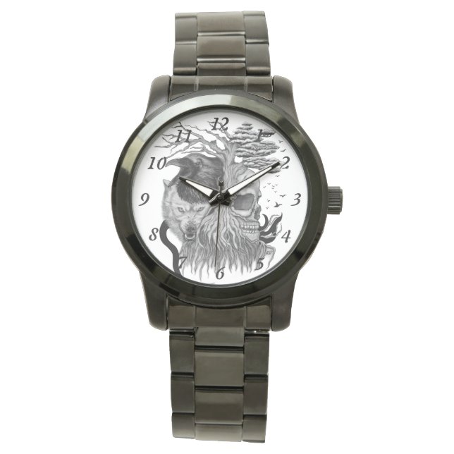 Wolf and Raven with Skull Watch (Front)