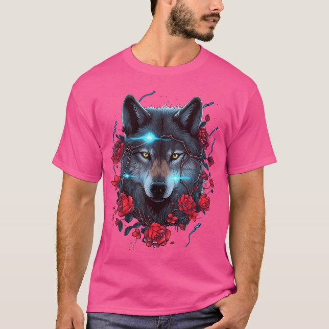 Wolf And Roses Lightning T-Shirt (Front)