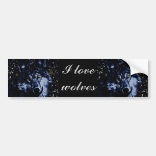 Wolf and stars bumper sticker