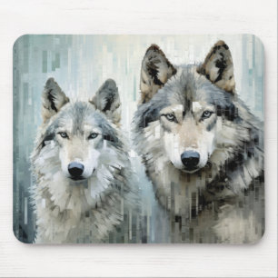 Wolf Animal Art Decor Paint Mosaic  Mouse Mat