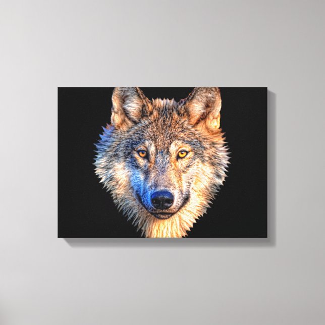 Wolf animal face. Scary grey wolf head Canvas Print (Front)