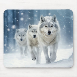 Wolf Animal Family Wandering Nature Out Mouse Mat