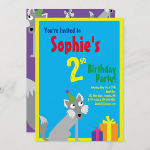 Wolf Animal Kid's Birthday Party Invitations