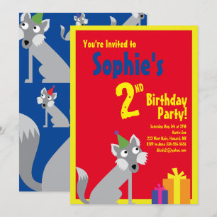 Wolf Animal Kid's Birthday Party Invitations