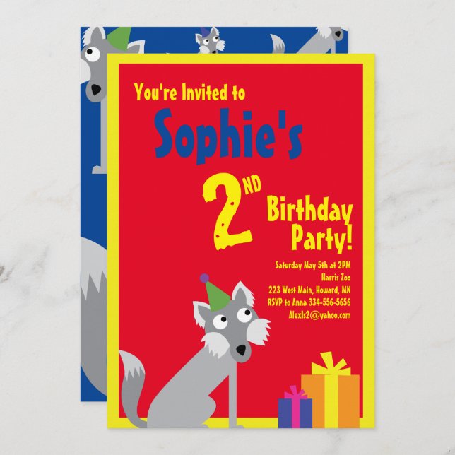 Wolf Animal Kid's Birthday Party Invitations (Front/Back)