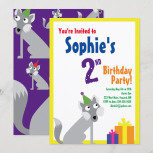 Wolf Animal Kid's Birthday Party Invitations
