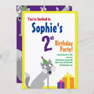 Wolf Animal Kid's Birthday Party Invitations