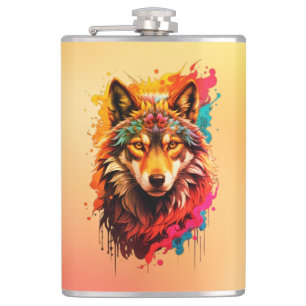 Wolf Animal Logo Design-87694 Hip Flask