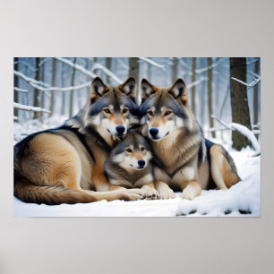 Wolf Animal Nature Wildlife Affection Caring Poster