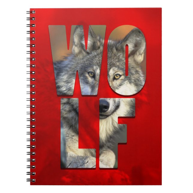 Wolf Animal Photograph with Typography  Notebook (Front)