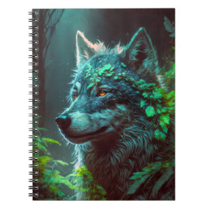 Wolf Animal Portrait Painting Wildlife Outdoors Notebook