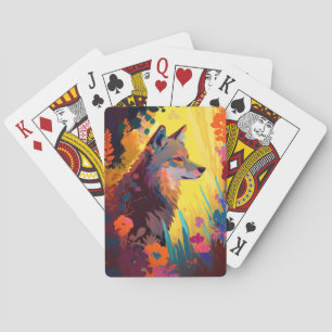Wolf Animal Portrait Painting Wildlife Outdoors Playing Cards
