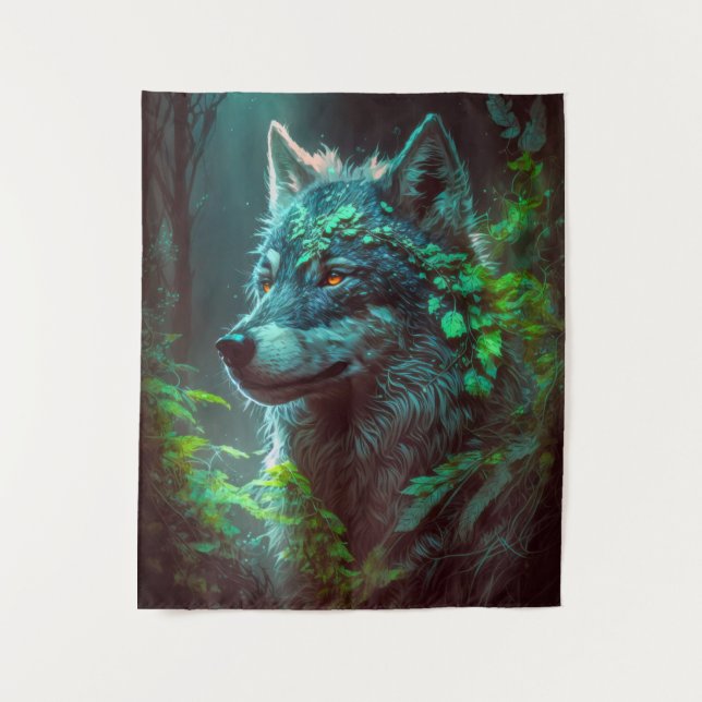 Wolf Animal Portrait Painting Wildlife Outdoors  Tapestry (Front)