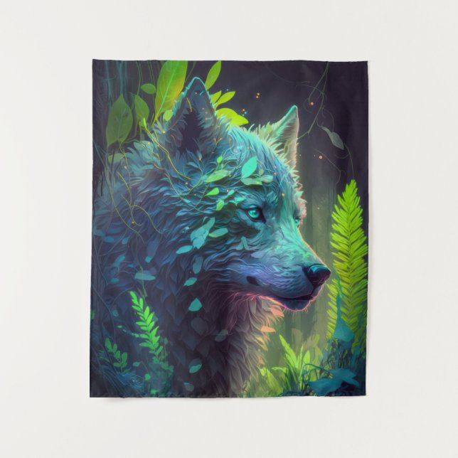 Wolf Animal Portrait Painting Wildlife Outdoors  Tapestry (Front)