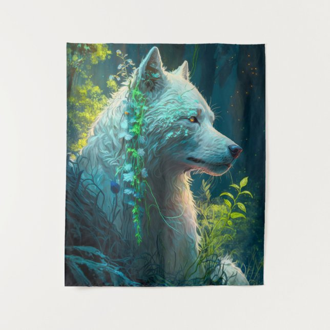 Wolf Animal Portrait Painting Wildlife Outdoors  Tapestry (Front)