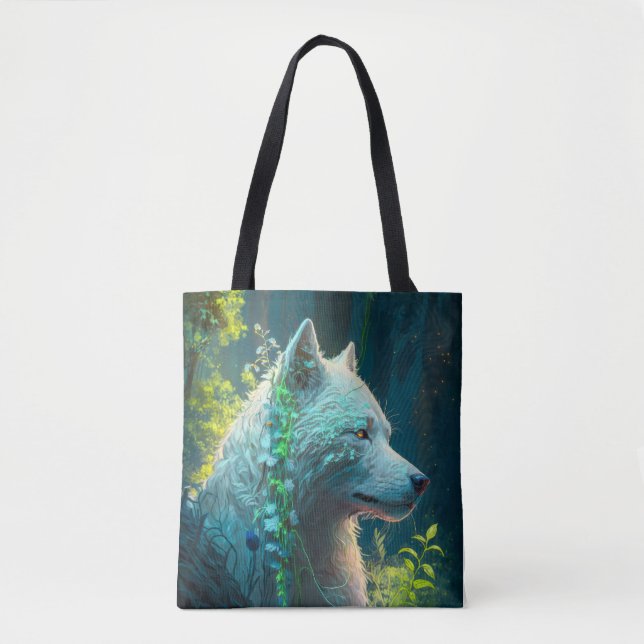 Wolf Animal Portrait Painting Wildlife Outdoors  Tote Bag (Front)
