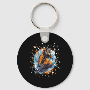 Wolf Animal Snowboarding Cool Snowboard Key Ring