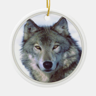 Wolf animal totem ceramic tree decoration