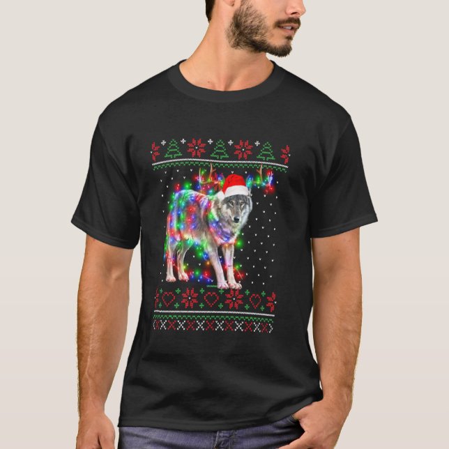 Wolf Animal Ugly Sweater Christmas Puppy Animal Lo (Front)