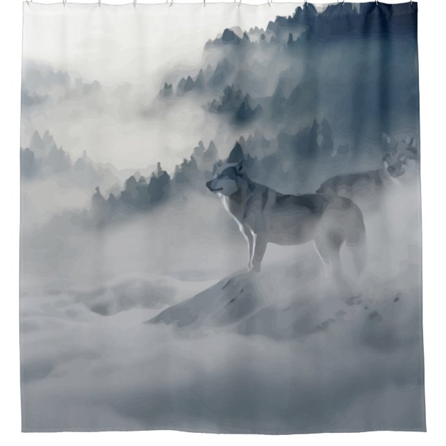 Wolf Animal Wildlife Art Shower Curtain (Front)