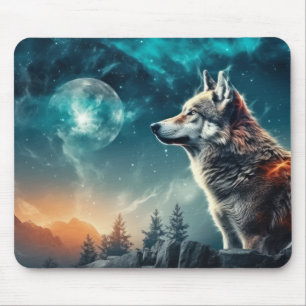 Wolf Animal Wildlife Wilderness Colourful Wall Art Mouse Mat