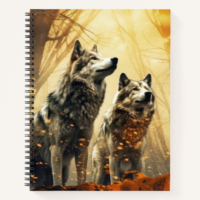 Wolf Animal Wildlife Wilderness Colourful Wall Art Notebook (Front)