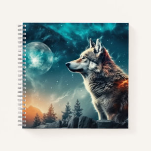 Wolf Animal Wildlife Wilderness Colourful Wall Art Notebook
