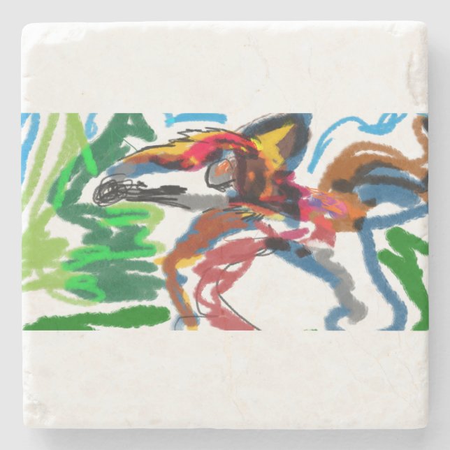 wolf are running  stone coaster (Front)