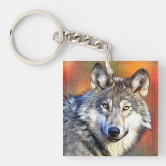 Wolf Art Painting Key Ring