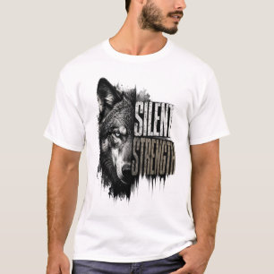 Wolf Art T-Shirt Silent Strength Lone Wolf Vin