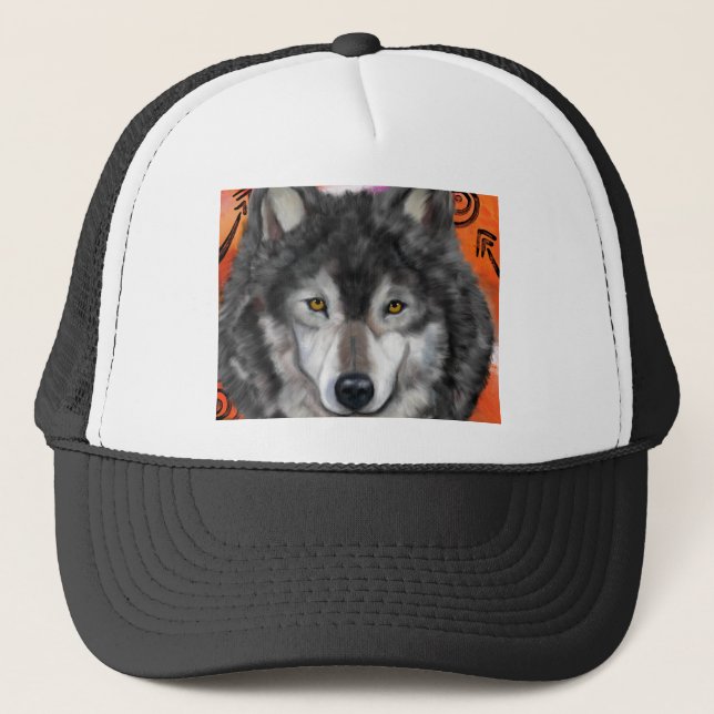  Wolf Art Trucker Hat (Front)