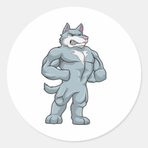 Wolf as Bodybuilder extreme Classic Round Sticker