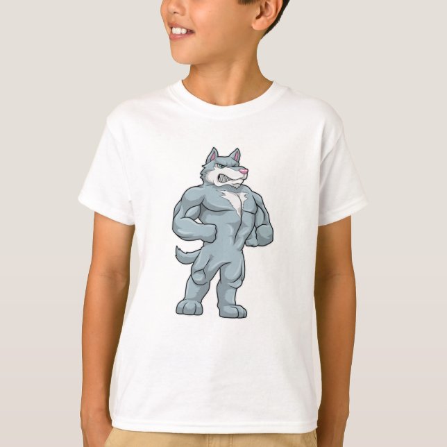 Wolf as Bodybuilder extreme T-Shirt (Front)