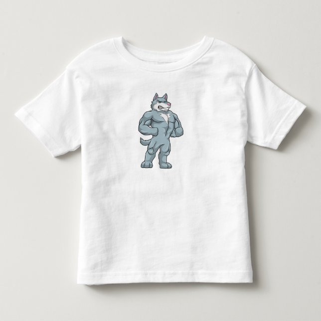 Wolf as Bodybuilder extreme Toddler T-Shirt (Front)