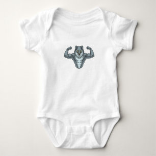 Wolf as Bodybuilder with big Muscles Baby Bodysuit