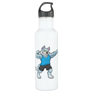 Wolf as Bodybuilder with big Upper arms 710 Ml Water Bottle