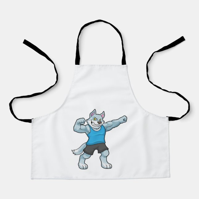 Wolf as Bodybuilder with big Upper arms Apron (Front)