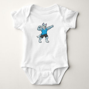 Wolf as Bodybuilder with big Upper arms Baby Bodysuit
