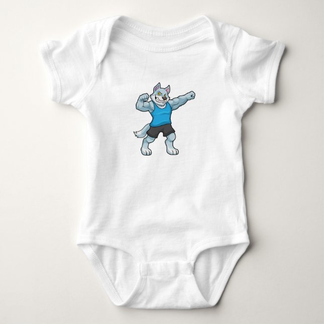 Wolf as Bodybuilder with big Upper arms Baby Bodysuit (Front)