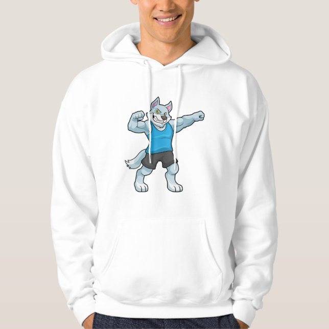 Wolf as Bodybuilder with big Upper arms Hoodie (Front)